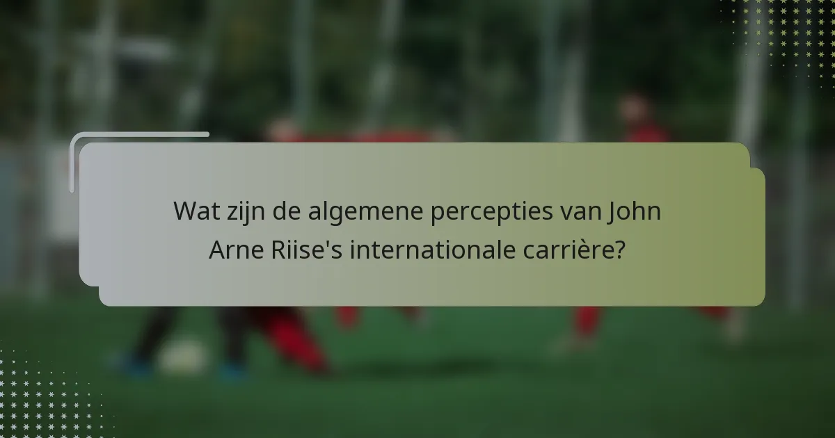 Wat zijn de algemene percepties van John Arne Riise's internationale carrière?